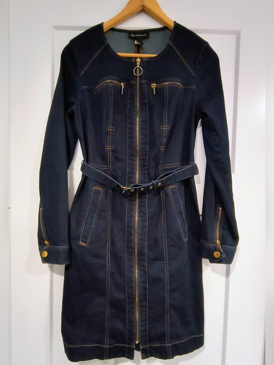 INC International Concepts Dresses & Skirts - INC International Concepts Dark Indigo Long-Sleeve Zip Front Dress